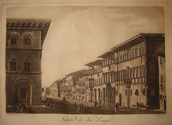 Terreni Antonio (disegnò) - Pera Giuseppe (incise) Veduta di Via Larga 1801 Firenze 